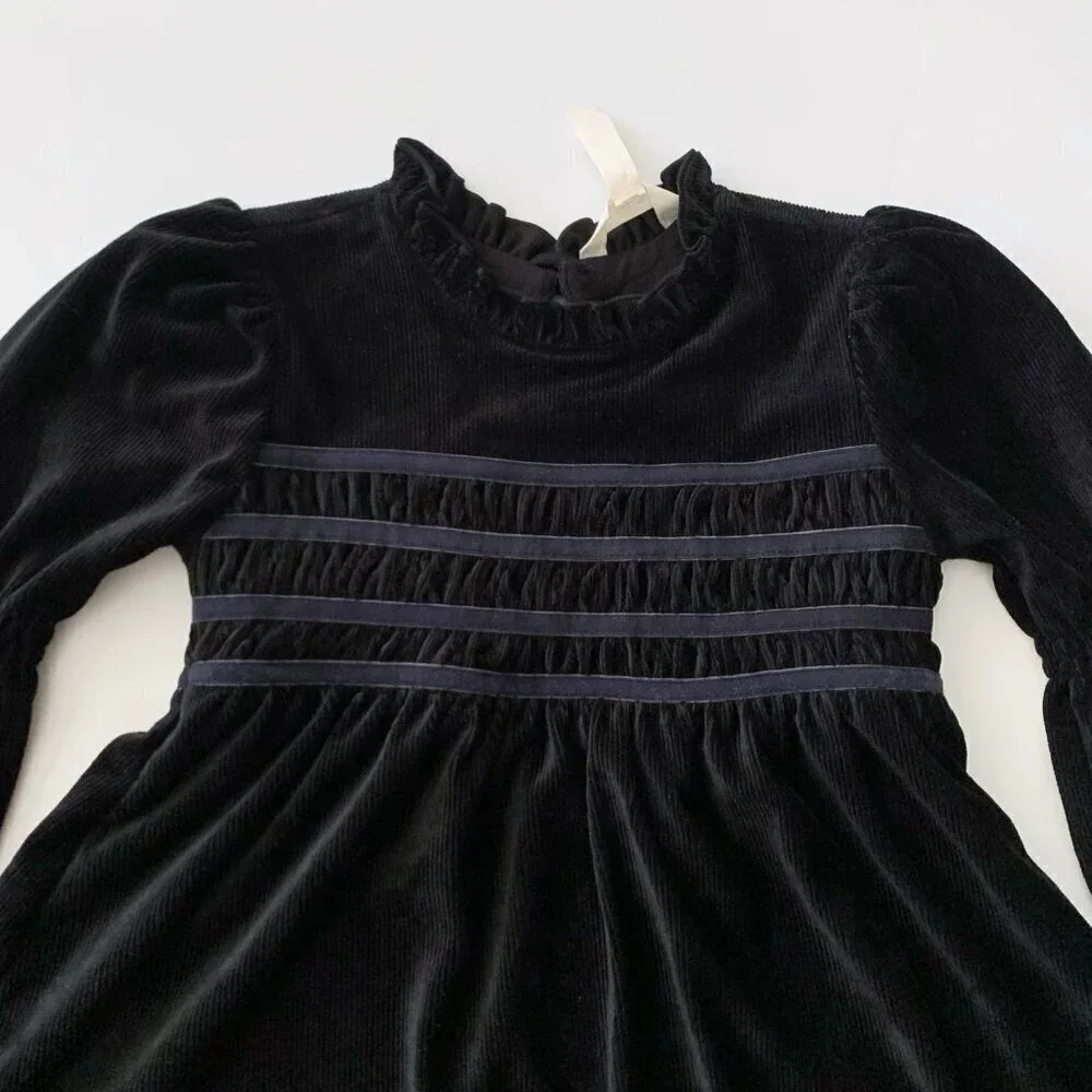Matilda Jane Girl Black Stretch Corduroy Dress 6 years EUC